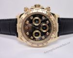 Fake Rolex Daytona Leather Strap Gold Case Watch 40mm Mens